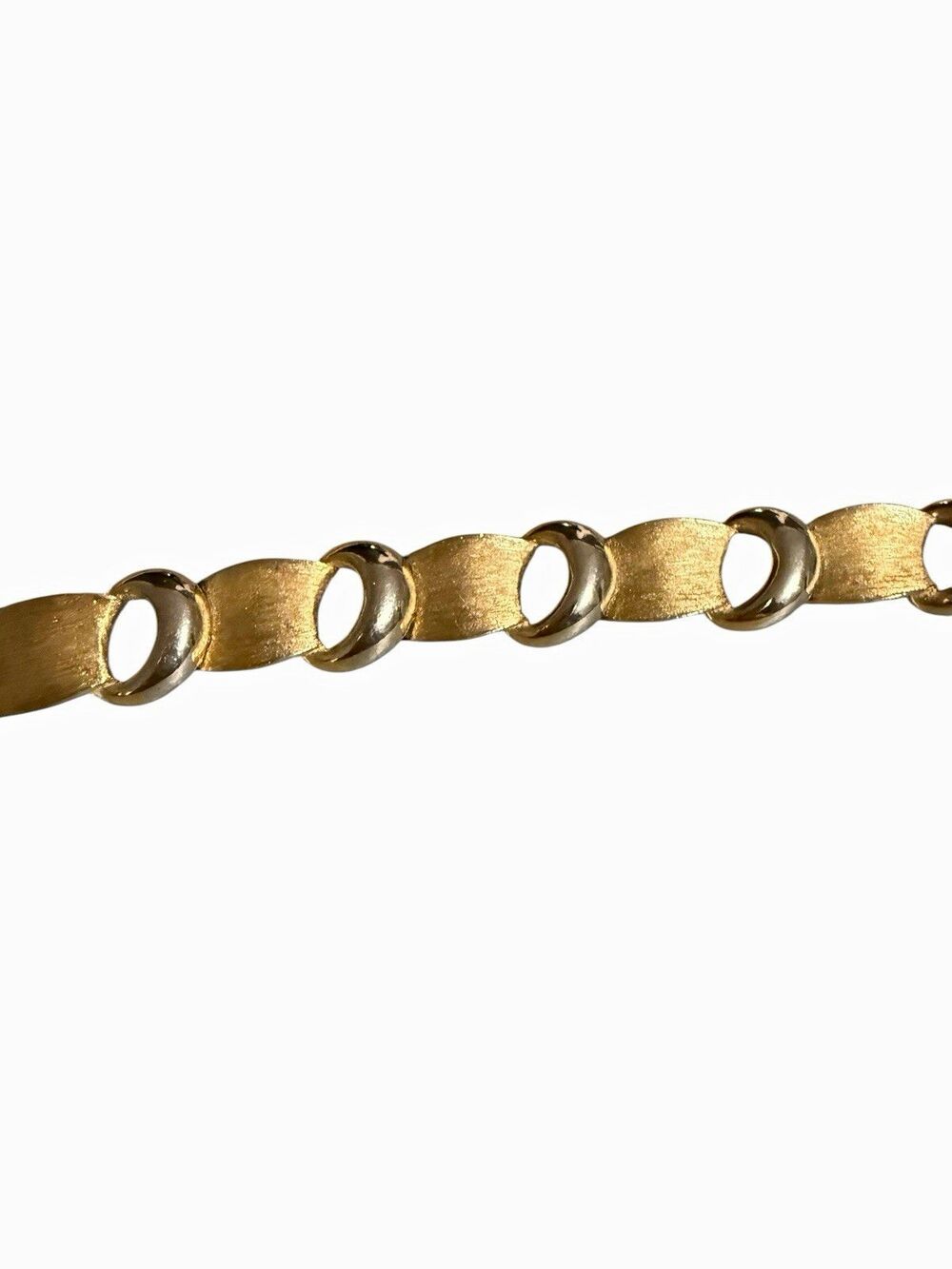 Trifari Gold Tone Brushed Link Bracelet 7 in Signed